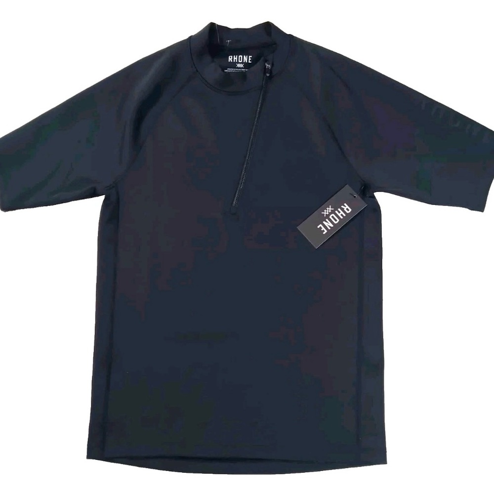 NWT Rhone Men's Shirt Compression Freeride Rashguard Zip Short Sleeve Black XL